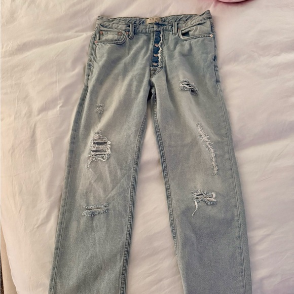 We The Free Denim - Free People Distressed Light Blue Jeans